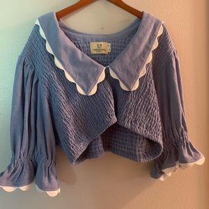 Super Rare Fashion Brand Company Cornfield Blue Cartoon Blouse